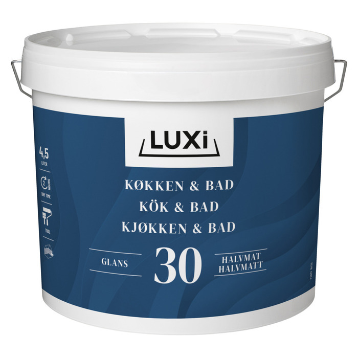 Veggmaling kjøkken/bad mote hvit 4,5 liter - Luxi